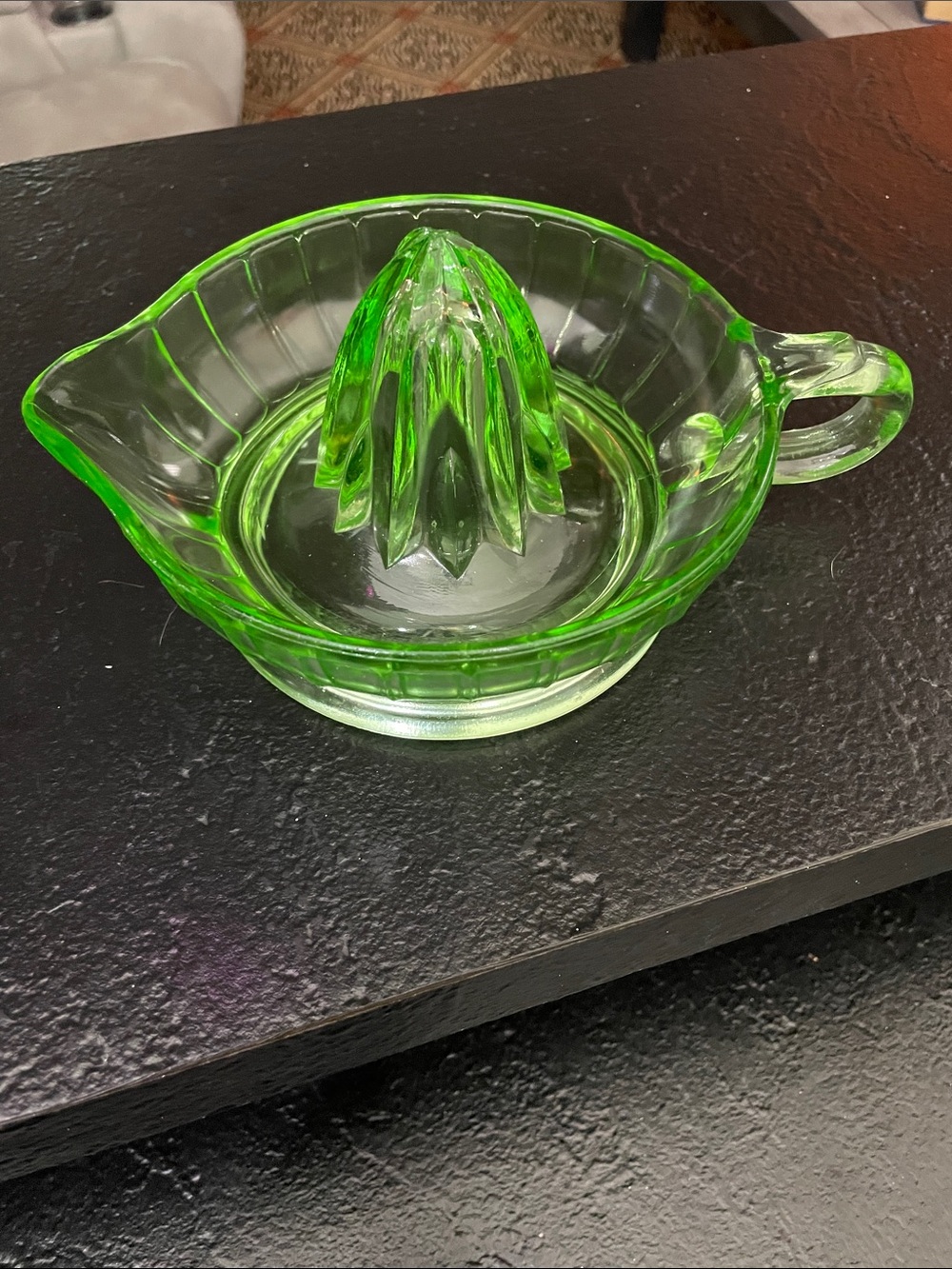 Uranium/Vaseline Green Glass Citrus Juicer - Kitchen